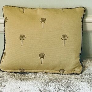 Vintage Ethan Allen Palm Trees Coconuts Embroidered Decorative Throw Pillow